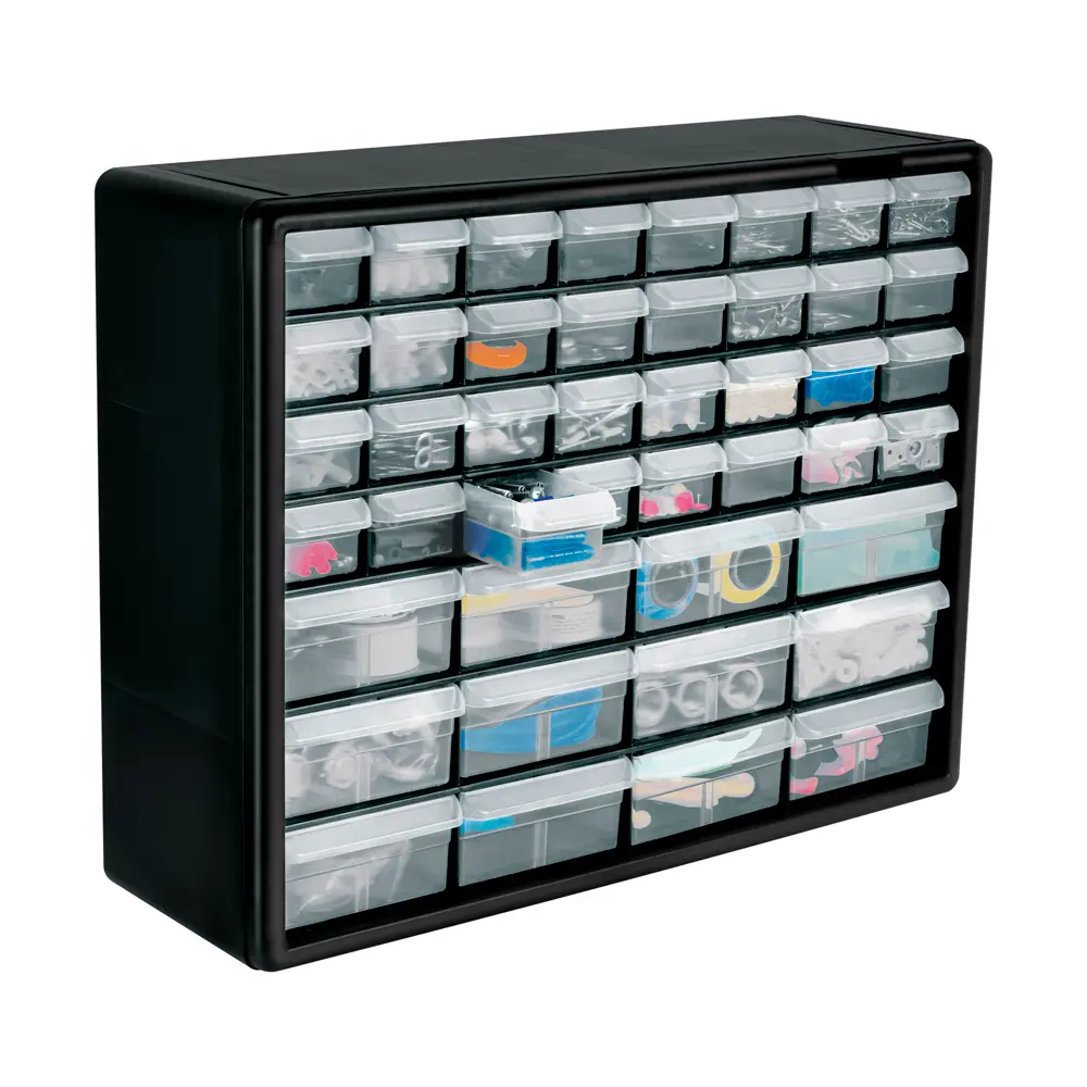 Organizador con 44 gavetas 12 medianas y 32 chicas marco ABS Truper