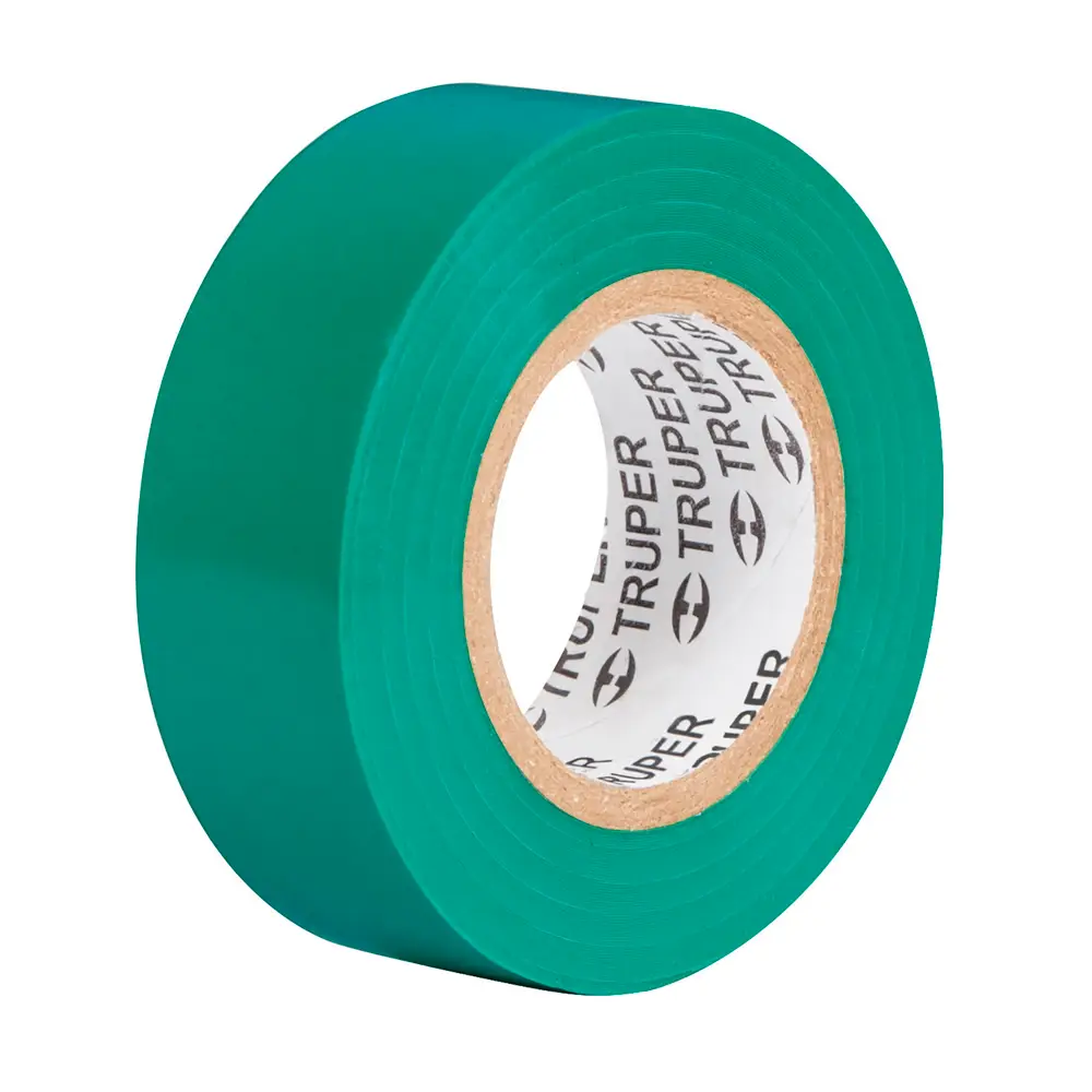 Cinta de aislar verde de 9 metros x 19 mm con 0.18 mm espesor Truper