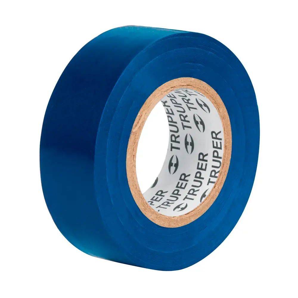 Cinta de aislar azul de 9 metros x 19 mm con 0.18 mm espesor Truper