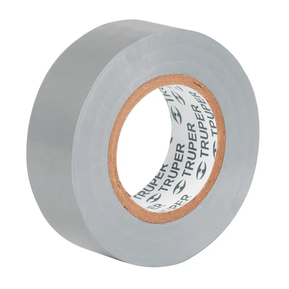 Cinta de aislar gris de 9 metros x 19 mm con 0.18 mm espesor Truper