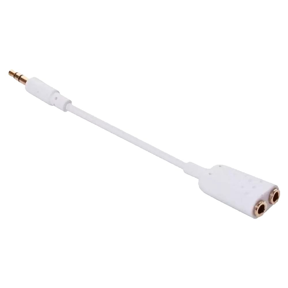 Adaptador Y de plug 3.5 mm Macho a 2 jacks 3.5 mm Hembra, blanco
