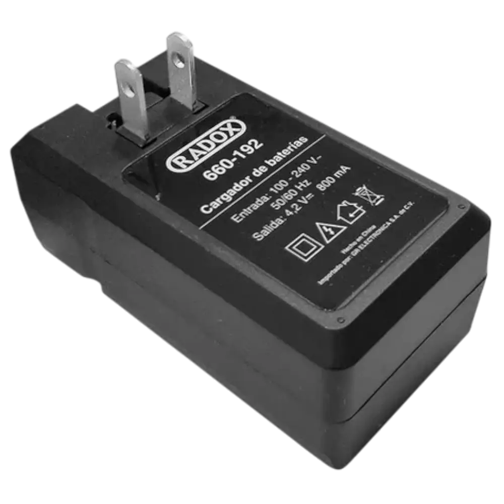 Cargador De Baterías Tipo 18650, Carga 2 Pilas Entrada 110-240 V 50/60 Hz Salida 4.2 Vcc 800 Ma