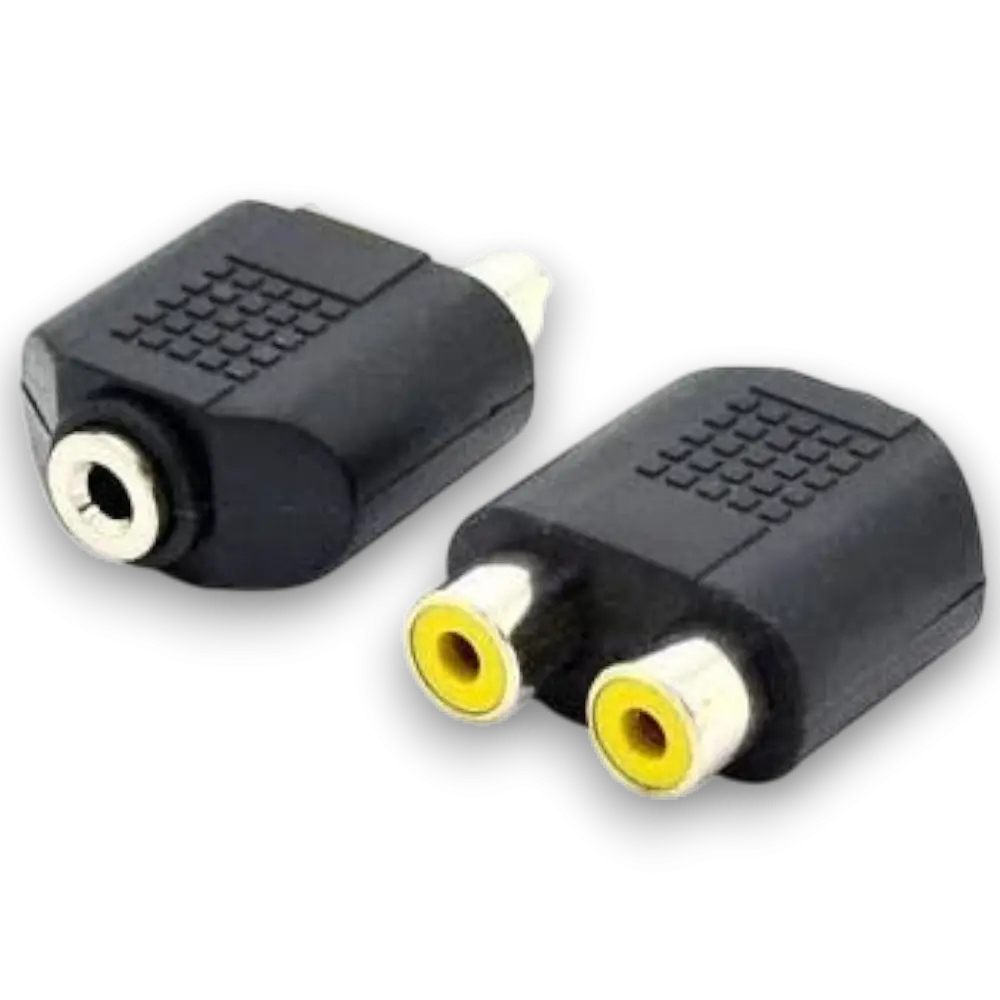 Adaptador 2 Jacks Rca Hembra A 1 Jack 3.5 Mm
