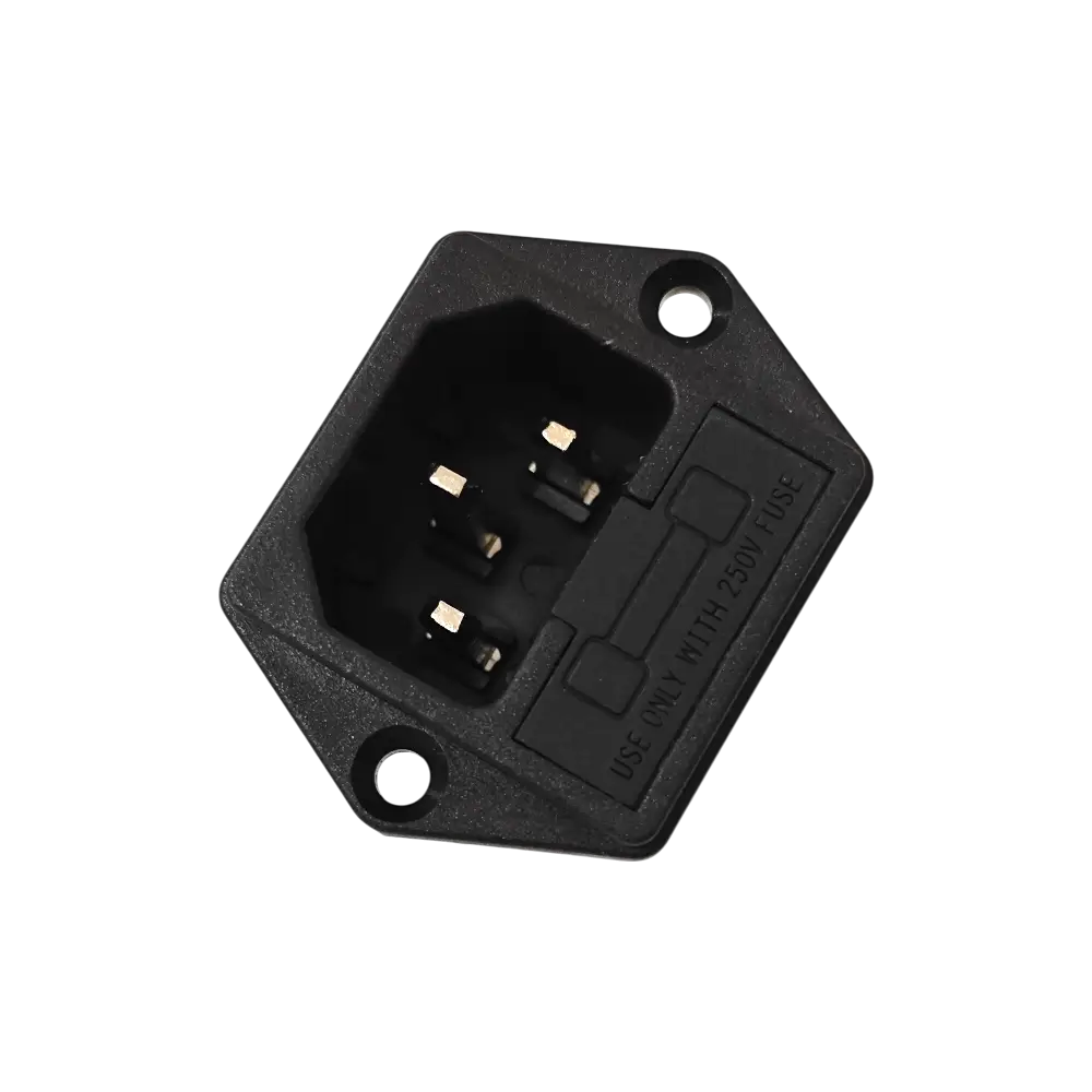 Tomacorriente Para Chasis Atornillable 120-250v 10a Con Porta Fusible Tipo Europeo Con Fusible