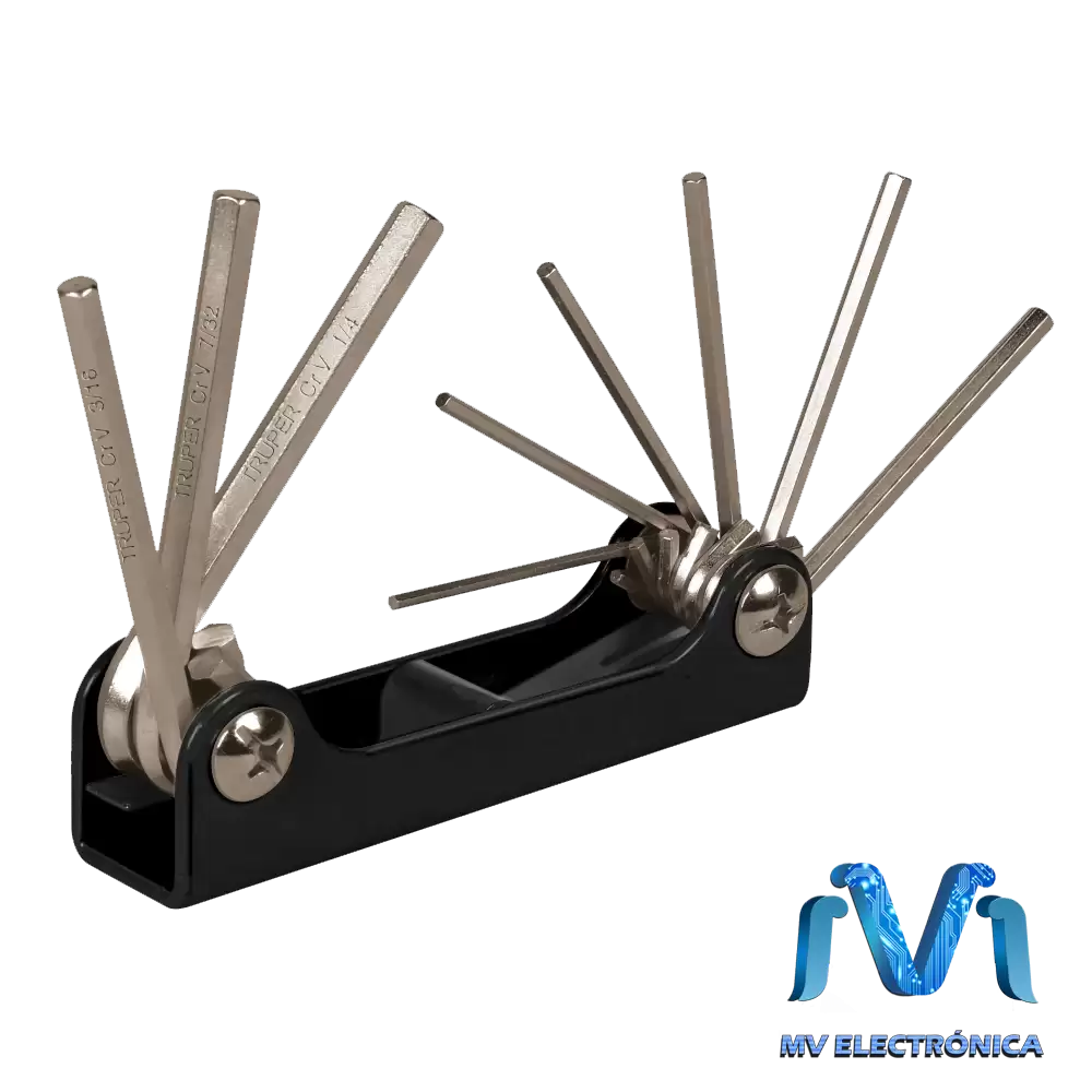 Juego de 9 llaves Allen punta hexagonal tipo navaja Truper