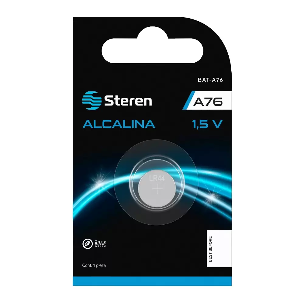 BATERIA ALCALINA A76 1.5V 110MHA TIPO BOTON A76