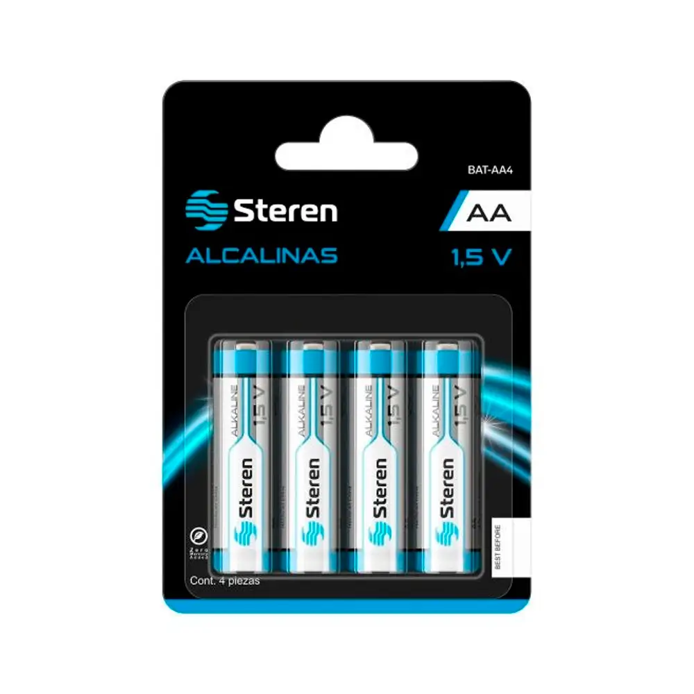 BATERÍA ALCALINA TIPO AA 1.5V PAQUETE DE 4 PIEZAS