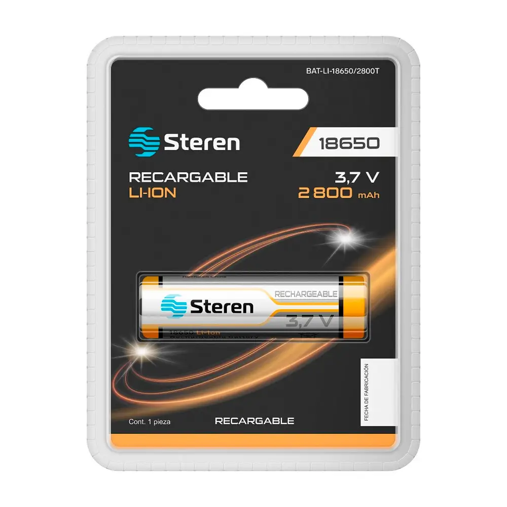 BATERIA RECARGABLE LI-ION 18650 2800 mAh C/TIP