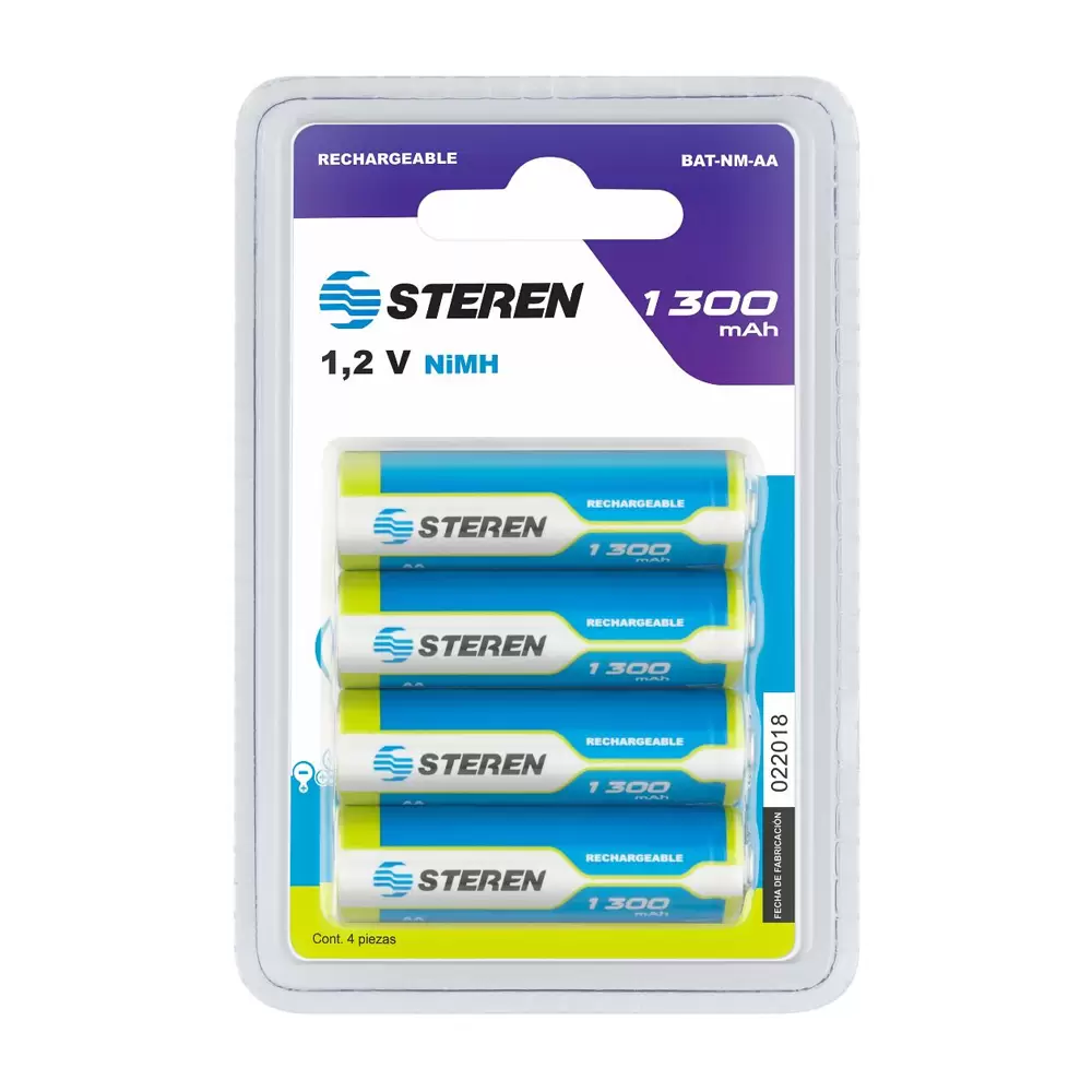 Batería AA Nimh 1.2V Recargable 1300 Mah