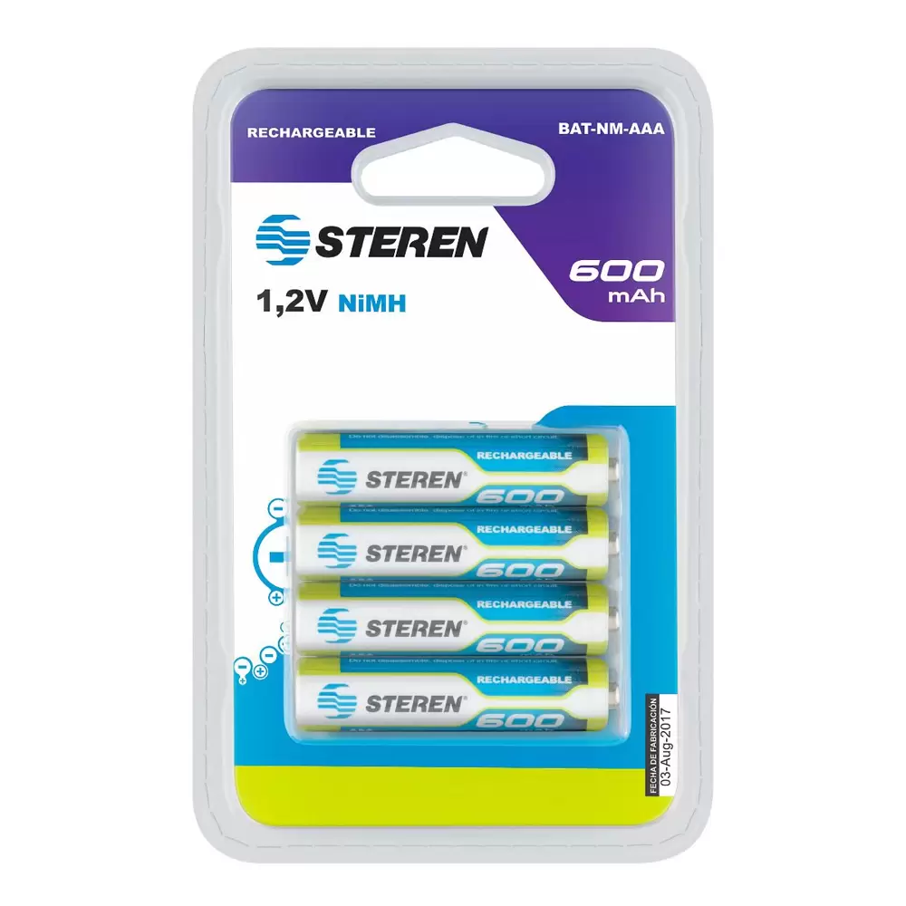 BATERÍA RECARGABLE 1.2V AAA NIMH 600 MAH BAT-NM-AAA/600