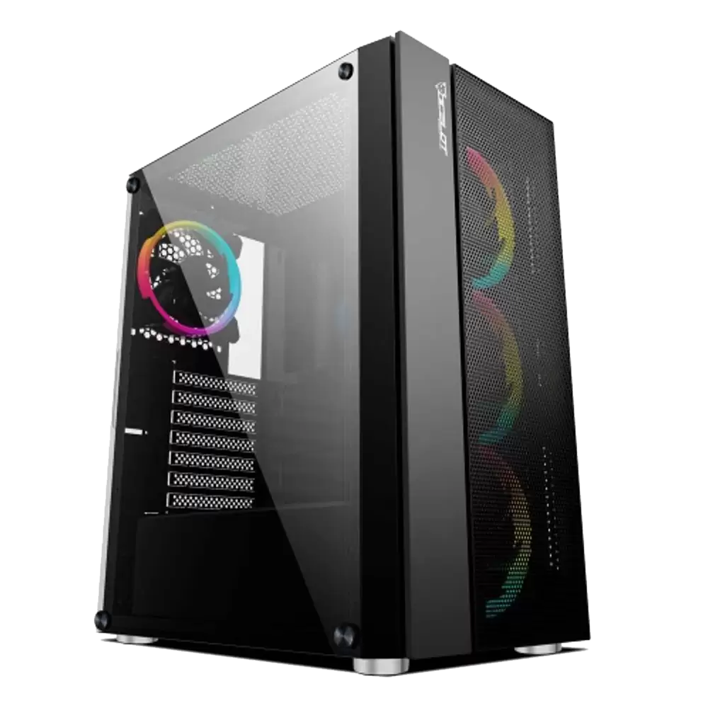 Gabinete Gamer Ocelot Atx Cristal Templado, Rejilla Filtro Anti Polvo Magnetico Inferior Y Superior, Espacio Hasta Para 6 Ventiladores De 120mm, 2 HHD 3.5