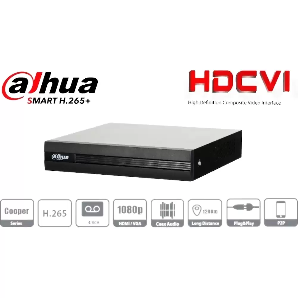 Kit dvr dahua 4 canales con 4 cámaras b1a11 de 1 megapíxel h.264 y 1 canal ip adicional soporta