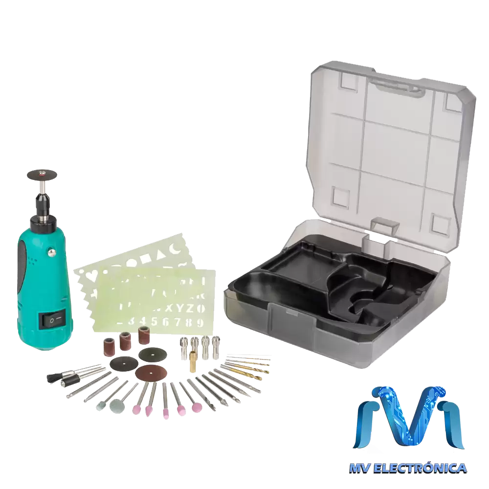 Mini Taladro Multiusos 34 Accesorios Con Brocas Y Esmeriles Steren