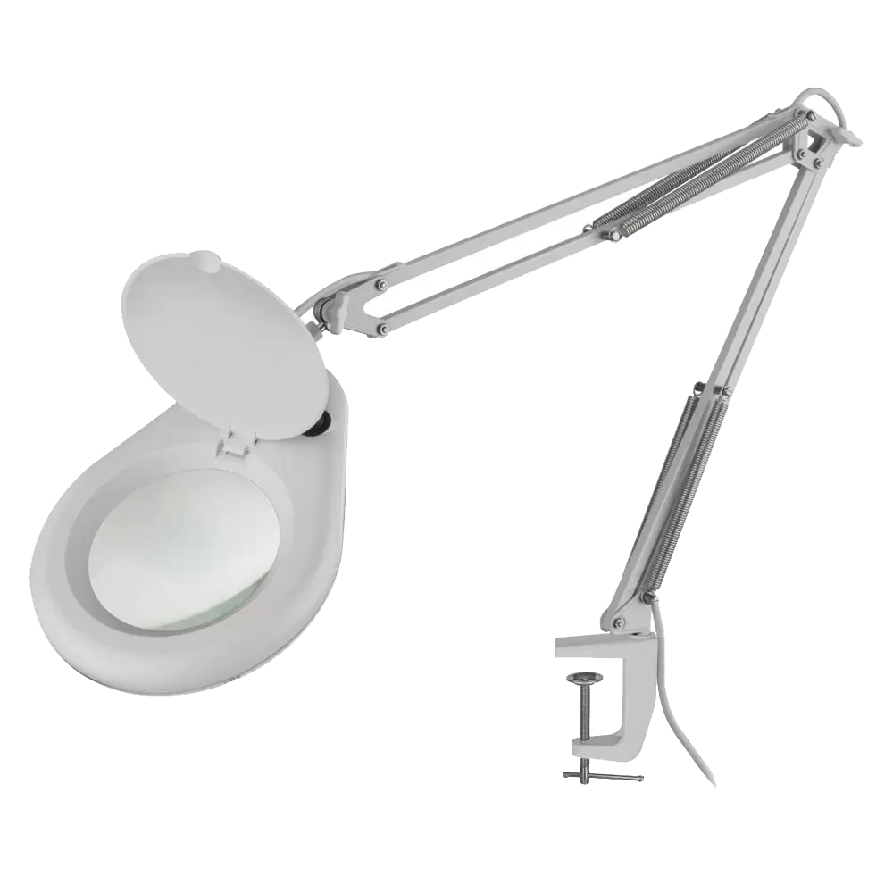 Lampara Led Con Lupa De Aumento 5x Blanco, Base Ajustable Y Brazo Articulado de 1.1 metros Steren