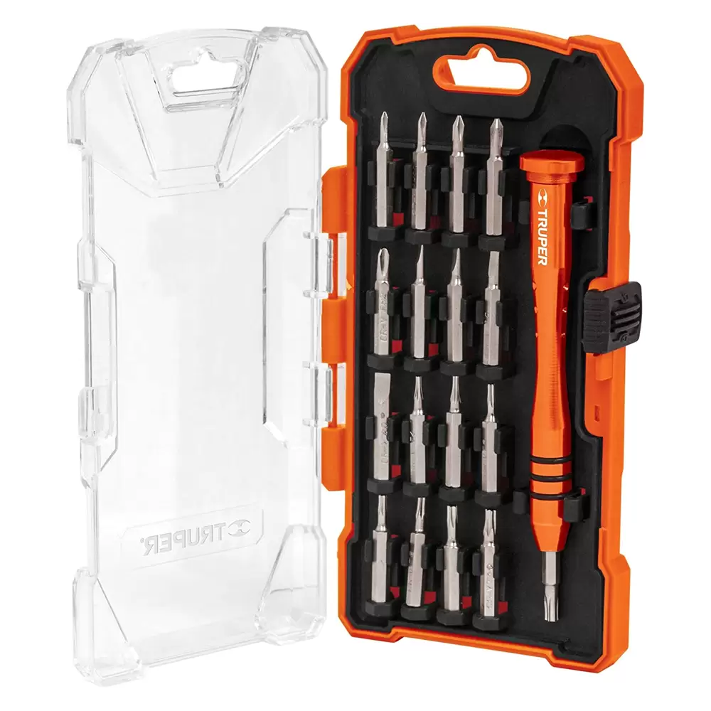 Juego de desarmadores joyero con 17 puntas de precisión e intercambiables Truper