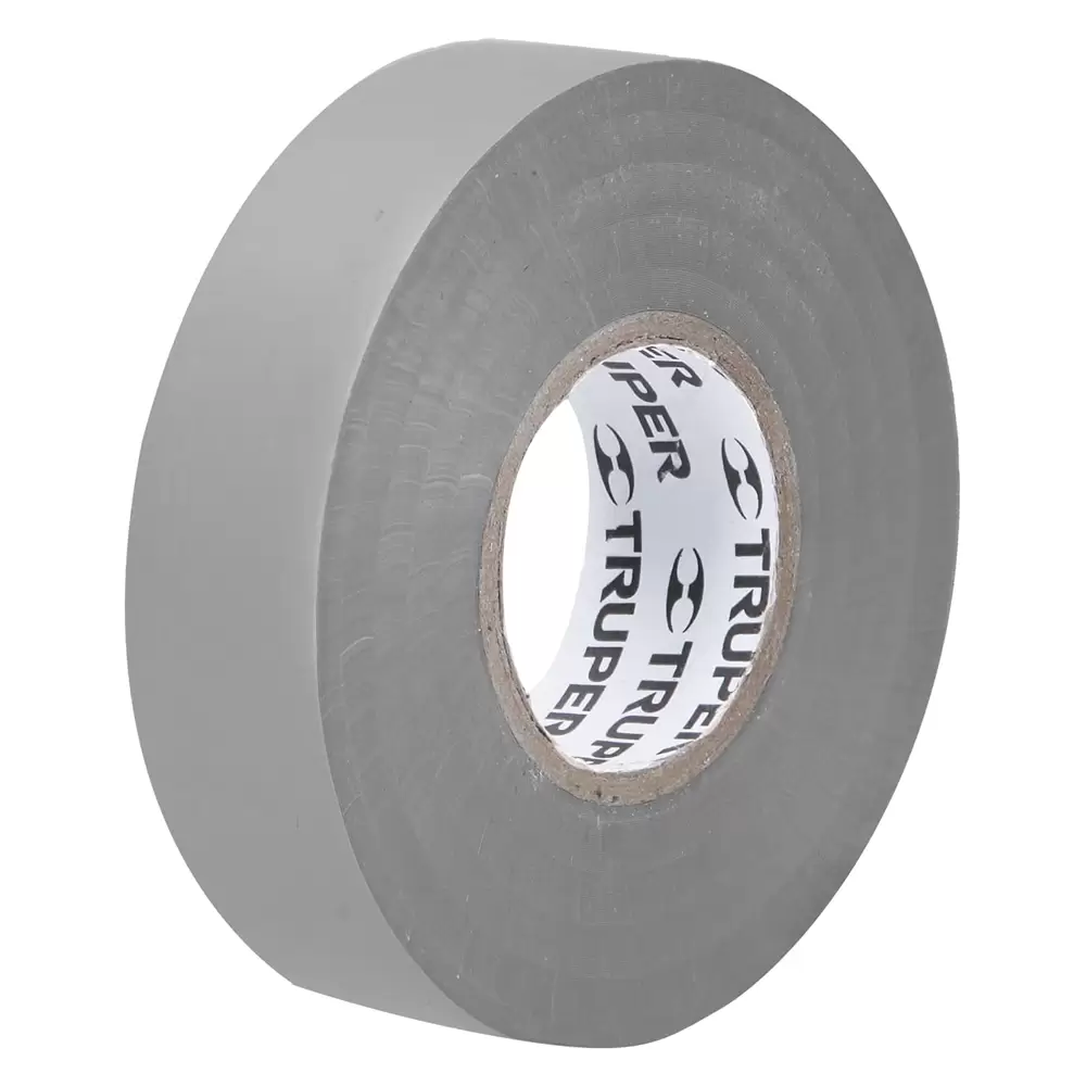 Cinta de aislar gris de 18 metros x 19 mm con 0.18 mm espesor Truper