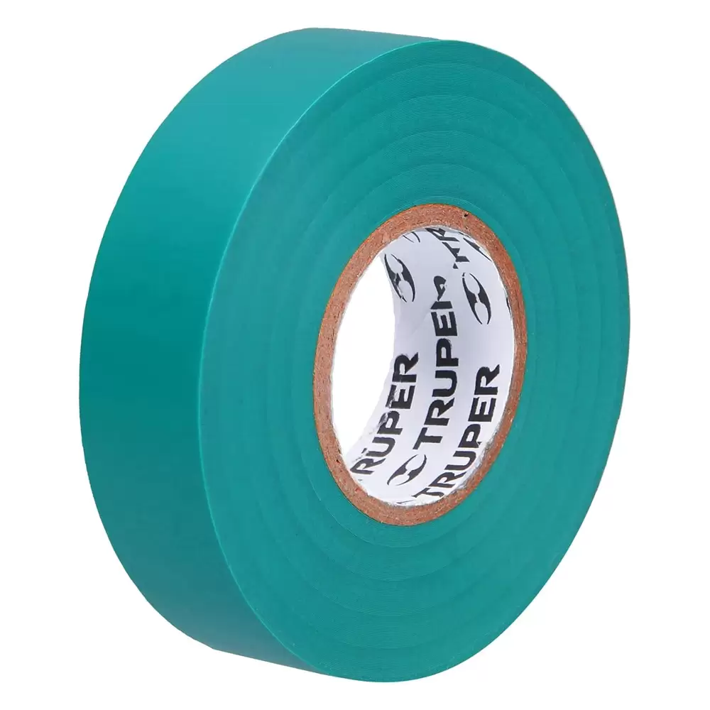 Cinta de aislar verde de 18 metros x 19 mm con 0.18 mm espesor Truper