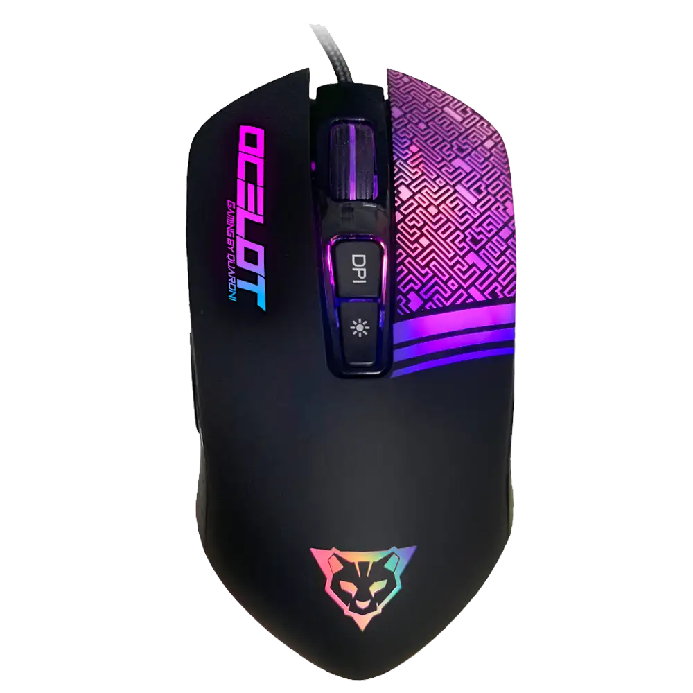 MOUSE OCELOT  GAMER   ALAMBRICO   USB   RGB   DPI CONFIGURABLES HASTA 3200   7 BOTONES   LUCES LED   DISEÑO ERGONOMICO