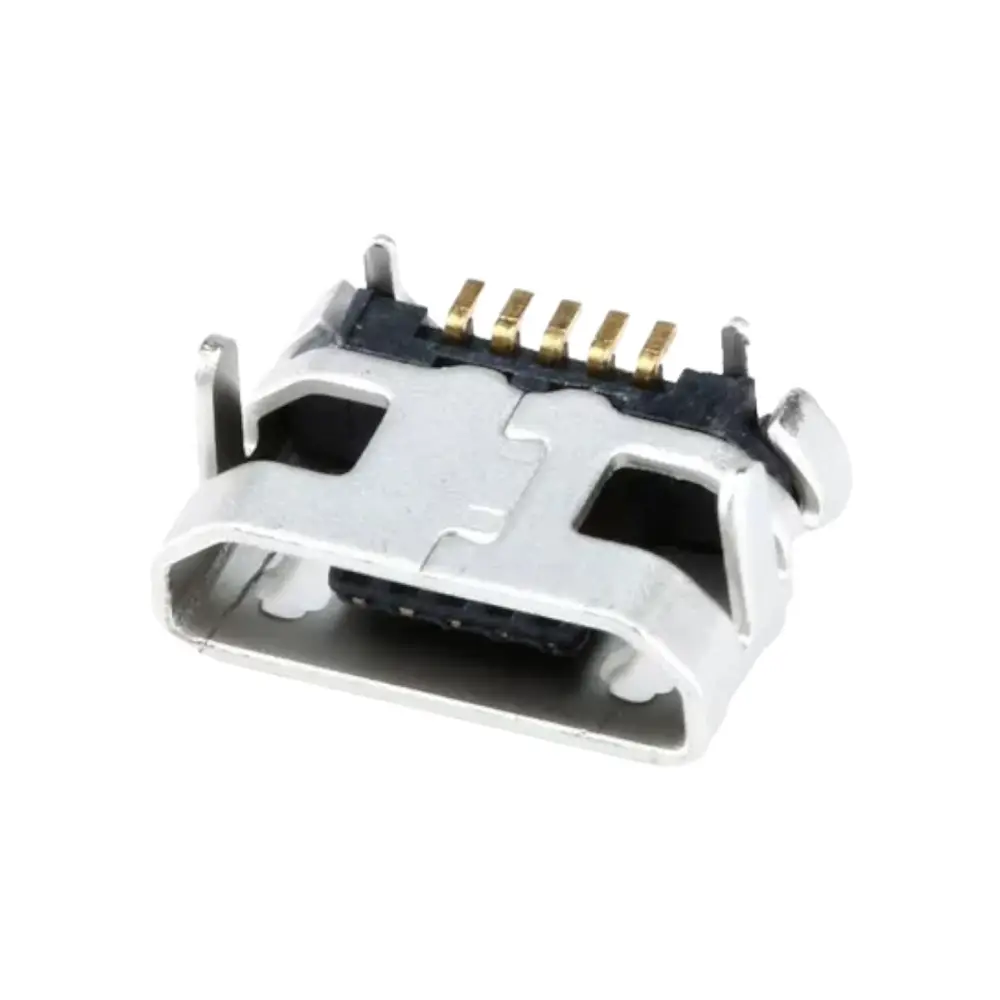 Conector Micro Usb Hembra 5 Pines Mas 4 Pines De Fijacion 4.85x7.3x2.2 Mm