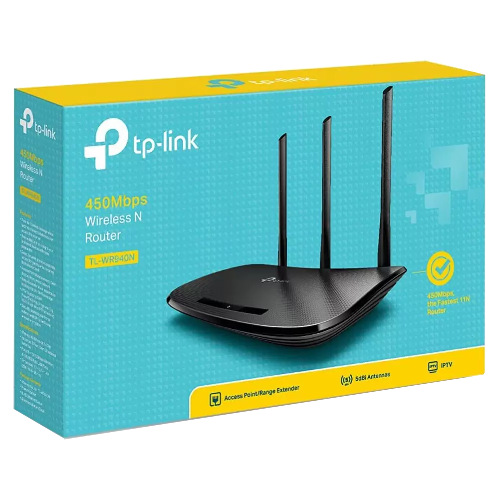 Router inalambrico tplink tlwr940n 450mbps 802.11n g b 4 puertos lan