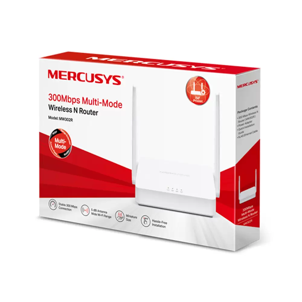 Router mercusys mw302r inalámbrico 300 mbit/s 3x rj45 2.4ghz con 2