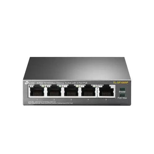 Switch Tp-link Tl-sf1005lp 5 Puertos Rj45 10 100 Mbps No Administrable Con 4 Puertos Poe Para Escritorio