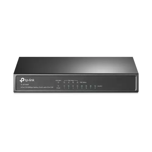 Switch Tp-link Tl-sf1009p 9 Puertos Rj45 10 100 Mbps No Administrable Con 8 Puertos Poe+ Para Escritorio