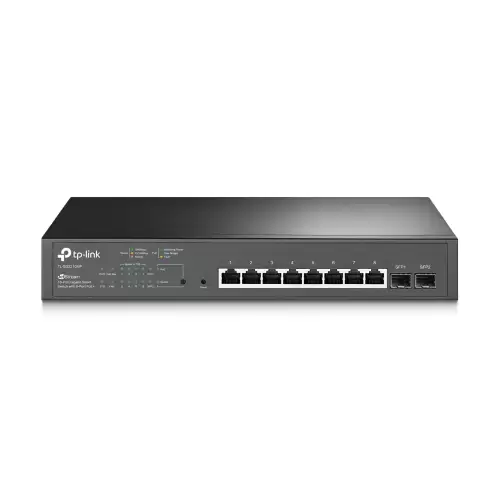 Switch Tp-link Tl-sg2210mp Inteligente 10 100 1000 Administrable Omada Sdn 8 Puertos Poe+ Capa 2 Con 2 Ranuras Sfp Gigabit 802.3at Af 53w Para Escritorio O Rack