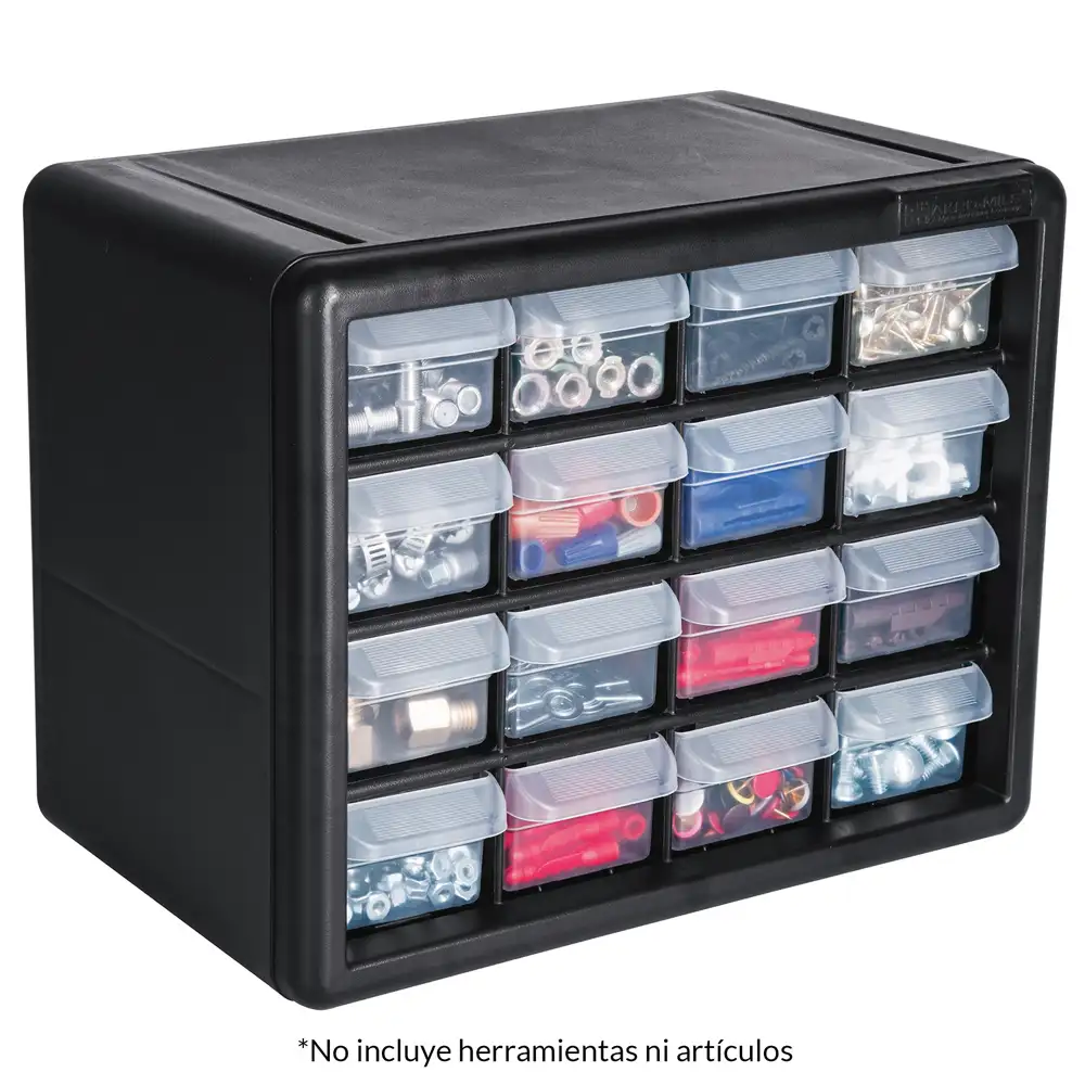 Organizador de 16 gavetas con 8 separadores de 26.5X21.5X16cm Truper