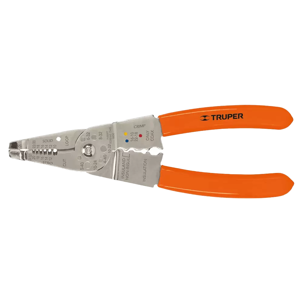 Pinza pela cables 8 pulgadas para calibre 24 a 12 AWG con 4 mordazas Truper