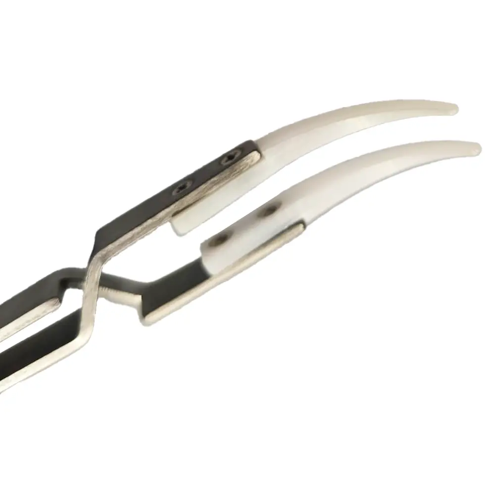 Pinza De Precision Antiestatica Con Punta De Ceramica Curvada