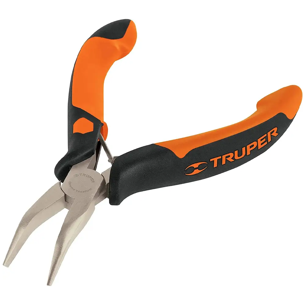 Pinza punta y curva mini 5 pulgadas mangos Comfort Grip Truper