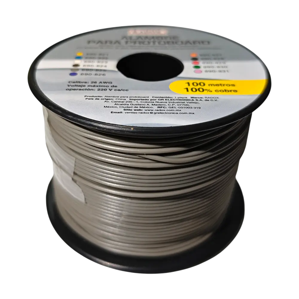 100 Metros De Alambre Estañado Gris 26awg En Rollo