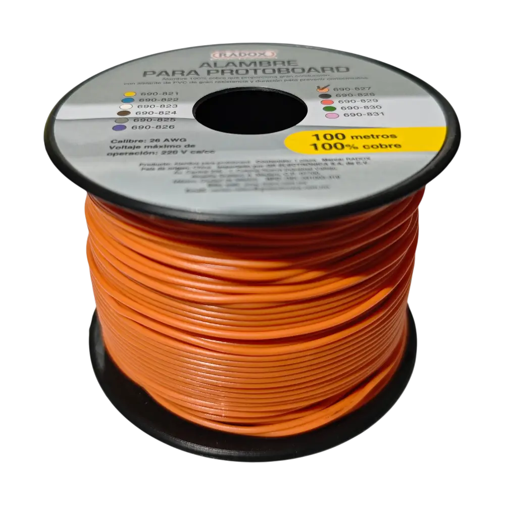 100 Metros De Alambre Estañado Naranja 26awg En Rollo