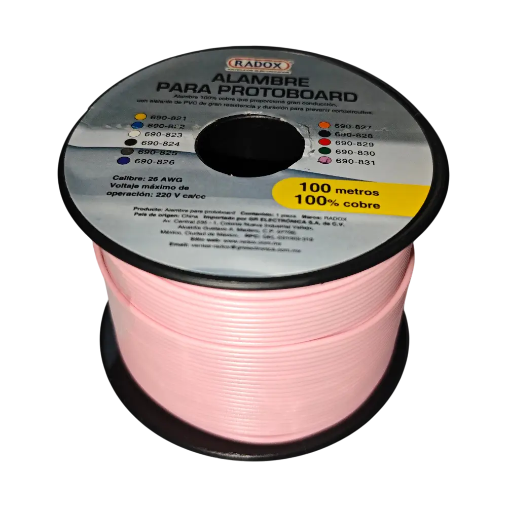 100 Metros De Alambre Estañado Rosa 26awg En Rollo