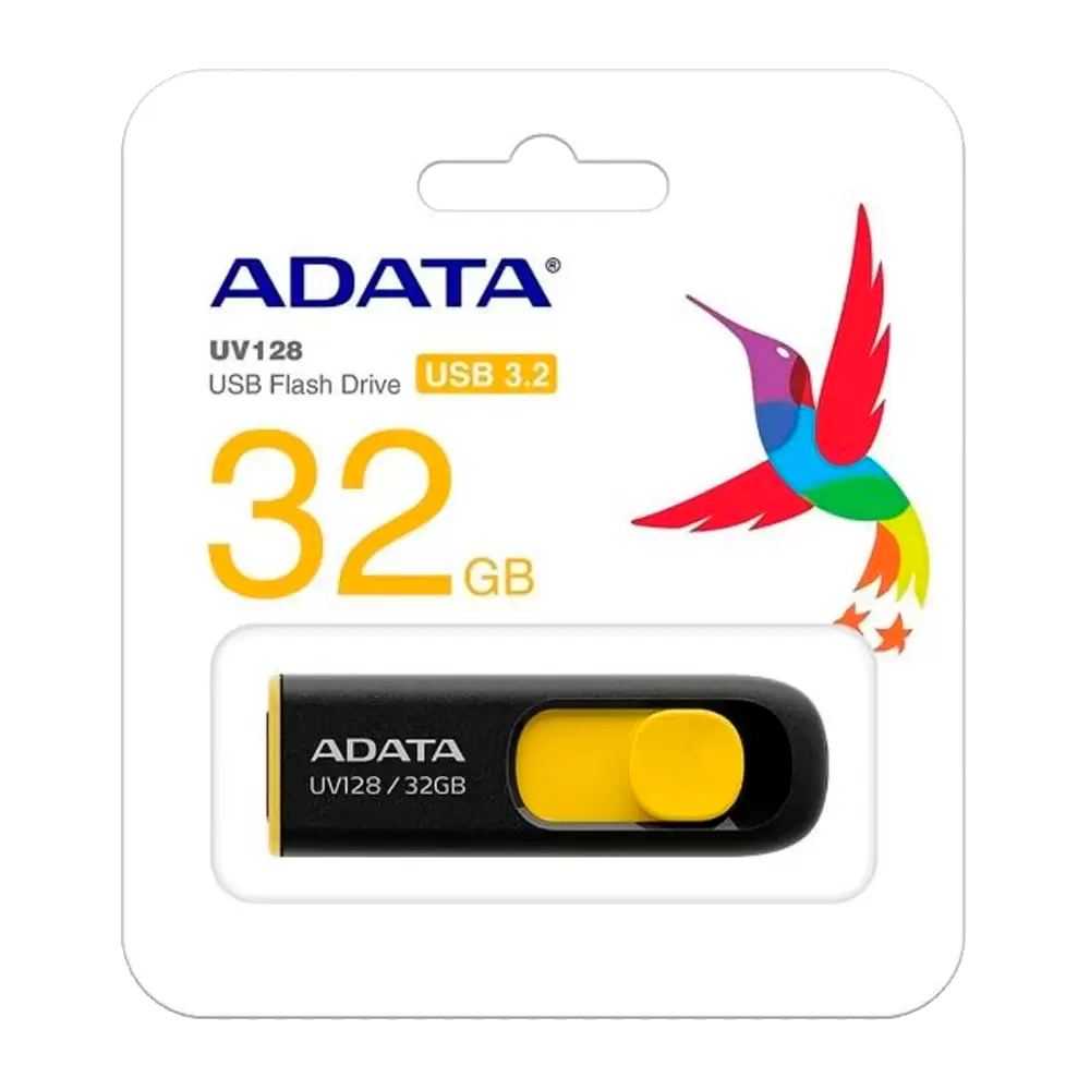 MEMORIA USB ADATA 32GB UV128 3.1 RETRACTIL NEGRO/AMARILLO