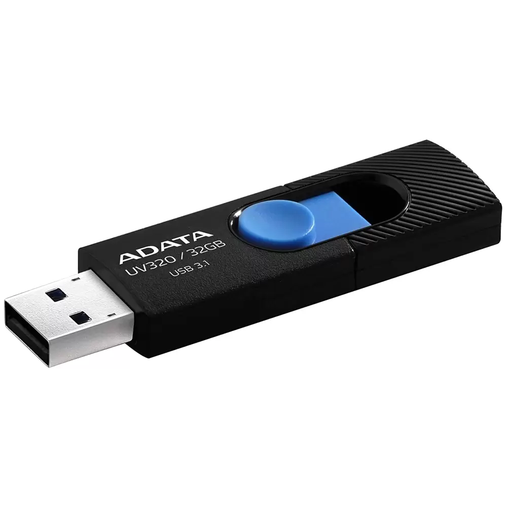 Memoria USB Adata 32 Gb 3.2 UV320 Retractil Negro -Azul