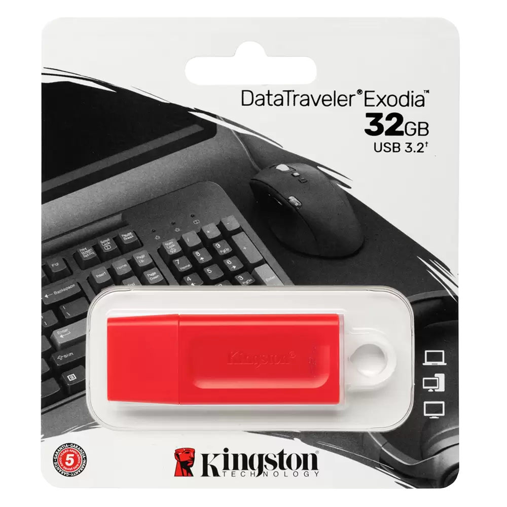 MEMORIA USB 32GB KINGSTON EXODIA 3.2 ALTA VELOCIDAD ROJO