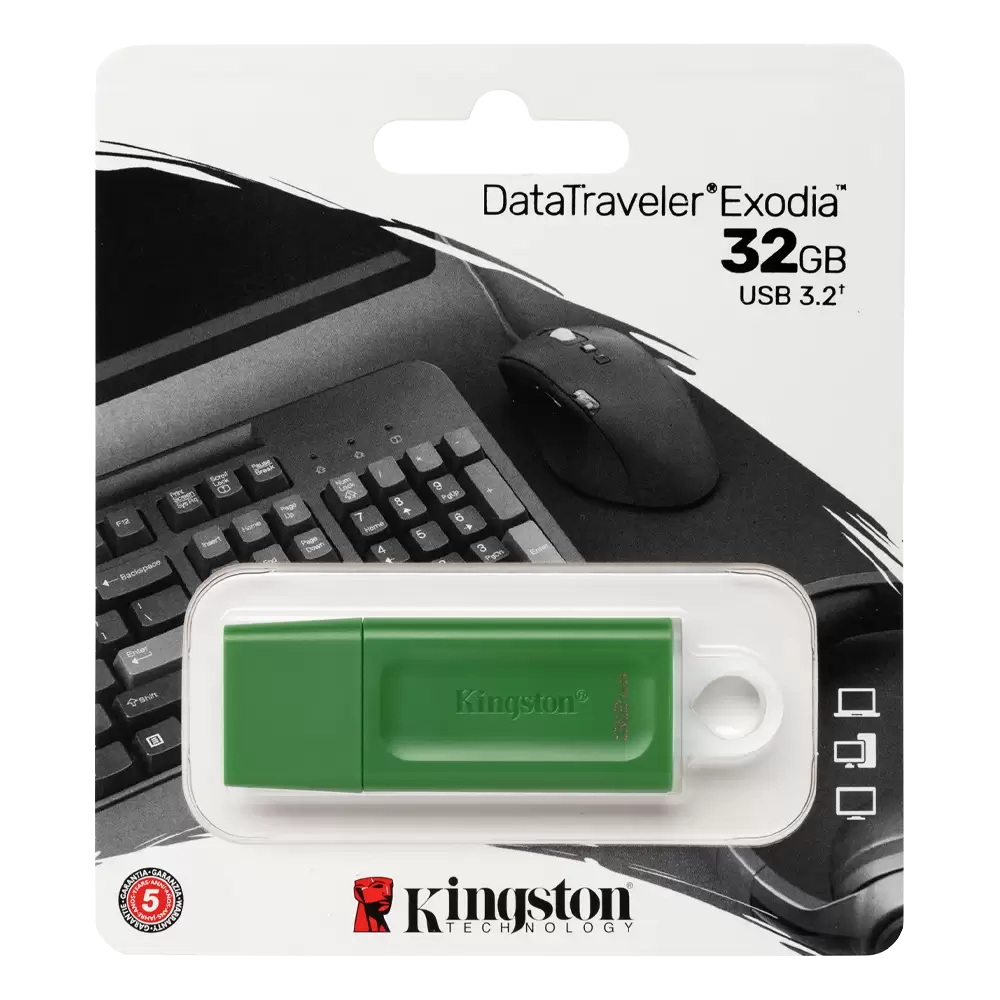 MEMORIA USB 32GB KINGSTON EXODIA 3.2 ALTA VELOCIDAD VERDE
