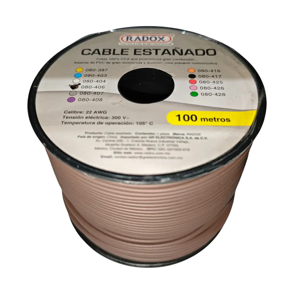 100 Metros De Cable Cca 22awg Cafe Marron En Rollo