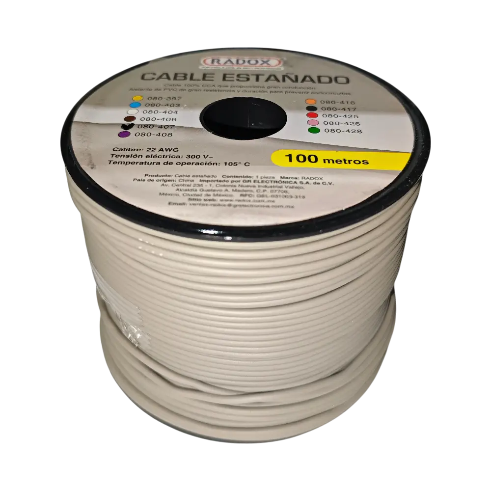 100 Metros De Cable Cca 22awg Gris En Rollo
