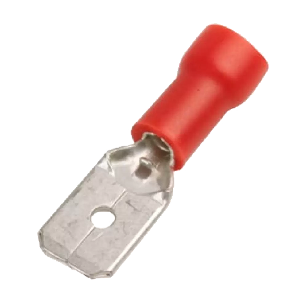 TERMINAL DE LATON FASTON MACHO 1/4" 6.3MM FORRO ROJO 22-16AWG