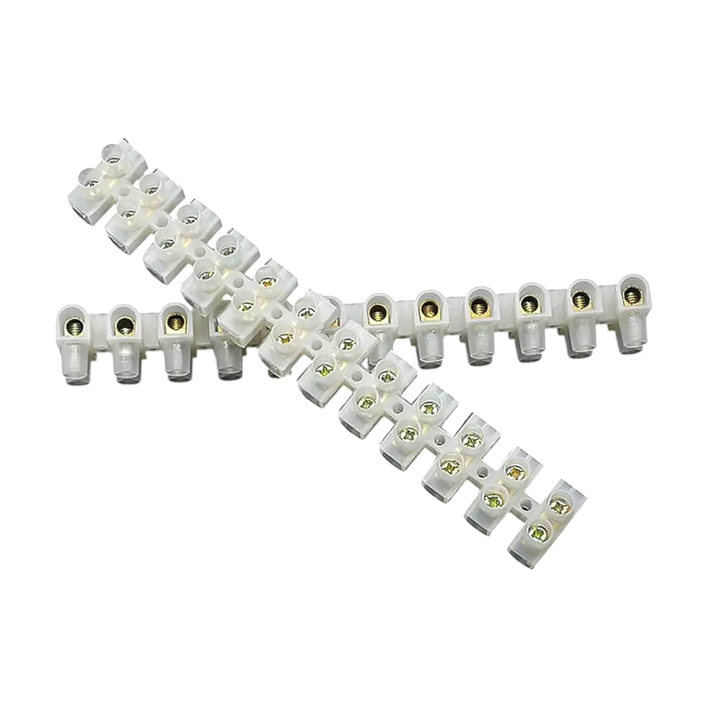 Banco De Terminales O Clemas Blanco, 2 Filas, 24 Tornillos,  12 Vías 380volts 10 Amperes