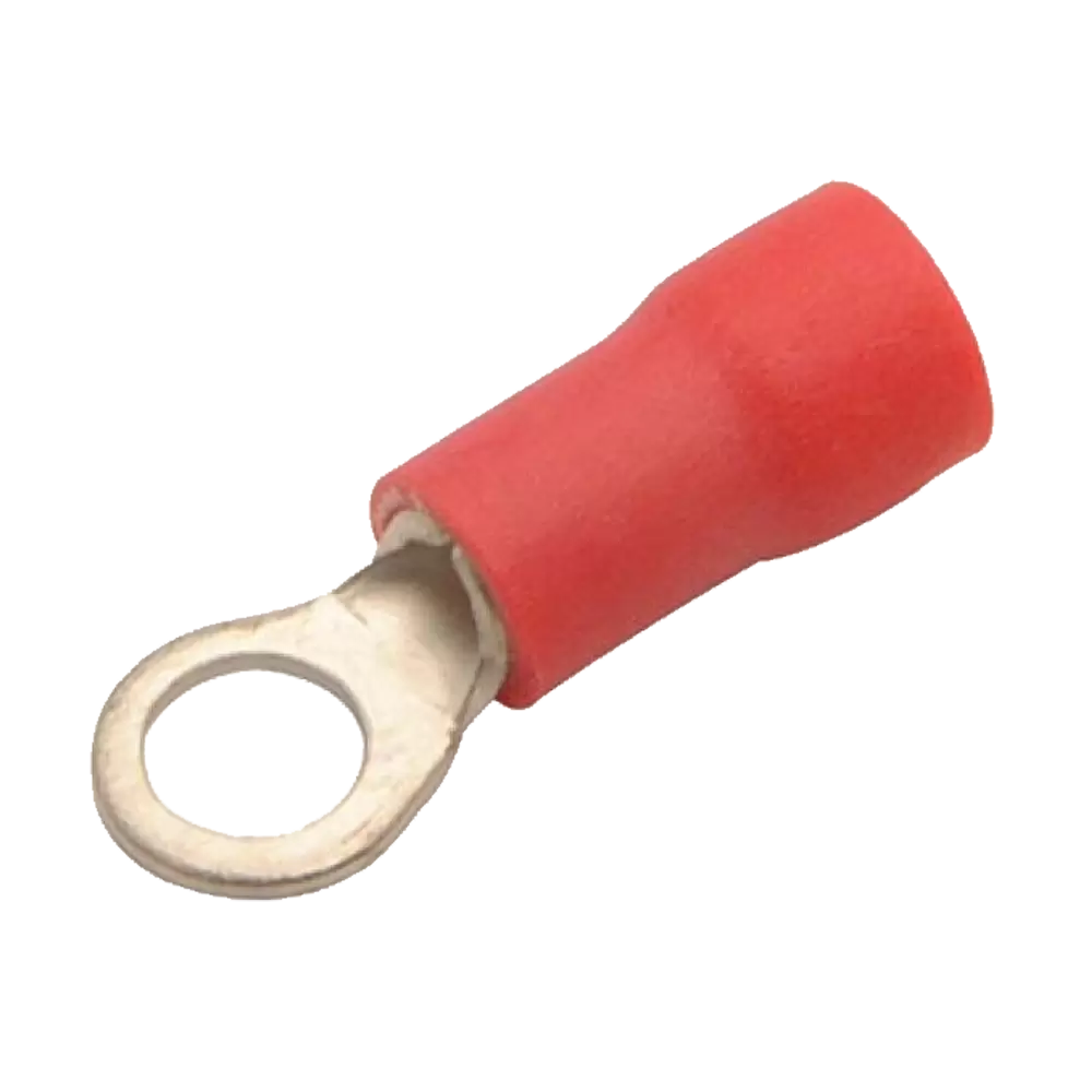 TERMINAL DE LATON DE OJILLO 1/8" 3MM FORRO ROJO 22-16AWG