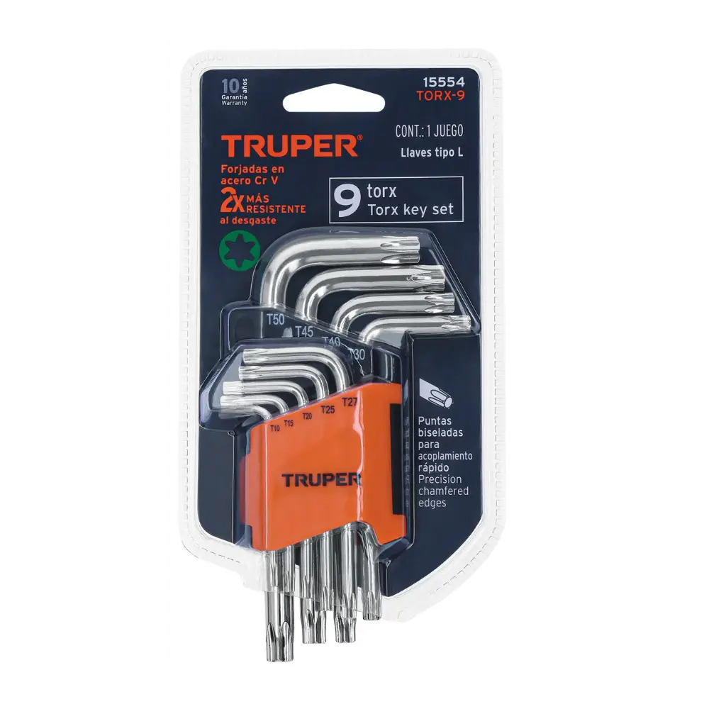 Juego de 9 llaves torx con organizador abatible  TRUPER